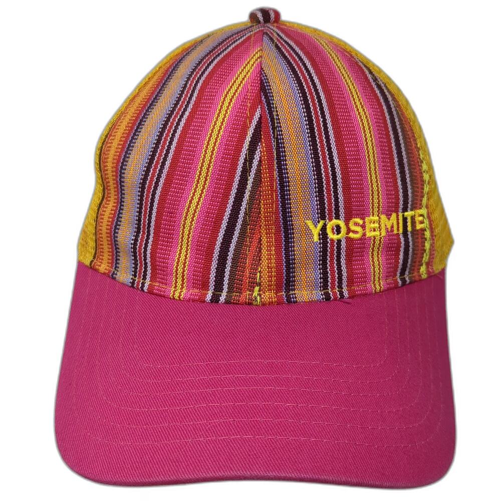 camp david Baseball Cap Pink One Size Yosemite Mesh Woven Stripe Adjustable Hat